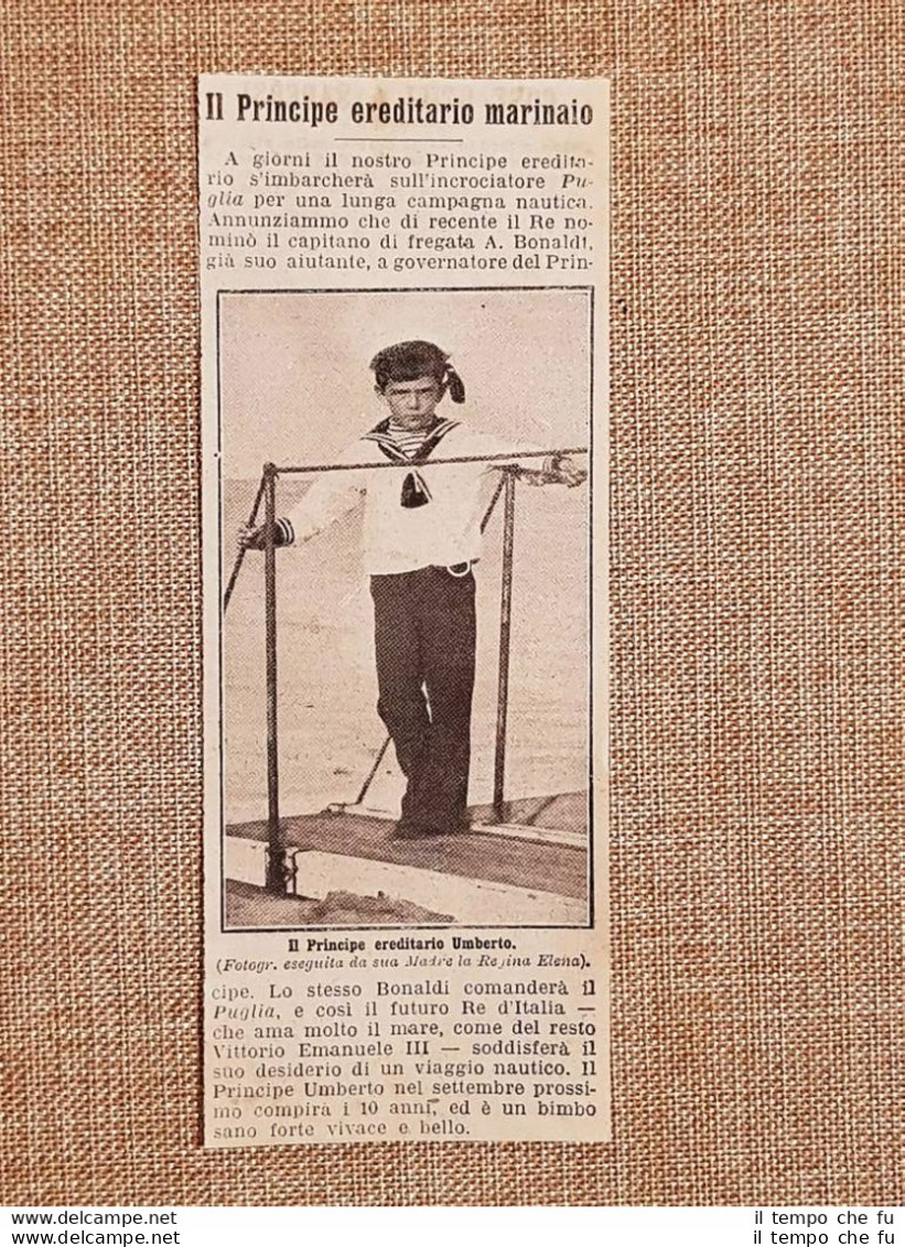 Il Principe Ereditario Umberto Di Savoia Nel 1914 Marinaio - Autres & Non Classés