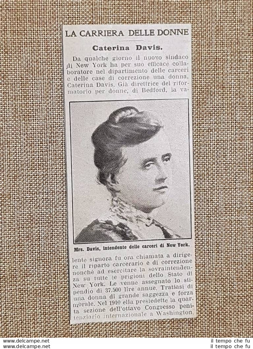 Caterina O Catherine Davis Nel 1914 Direttrice Carceri O Prigioni New York USA - Altri & Non Classificati