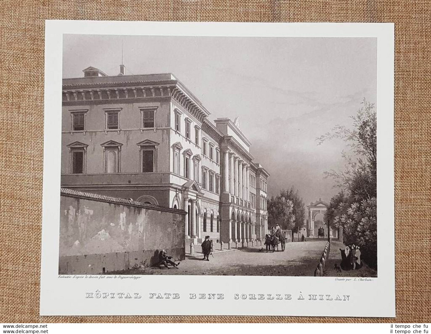 Milano Ospedale Fatebenesorelle Incisione Di L. Cherbuin Del 1840 Ristampa - Sonstige & Ohne Zuordnung