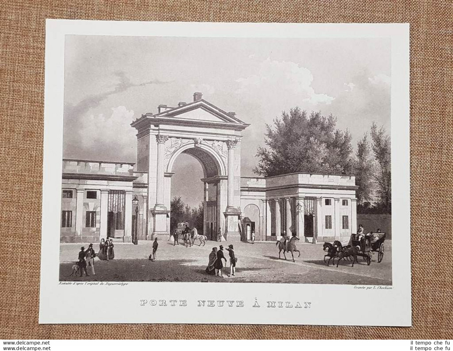 Milano La Porta Nuova Lombardia Incisione Di L. Cherbuin Del 1840 Ristampa - Andere & Zonder Classificatie
