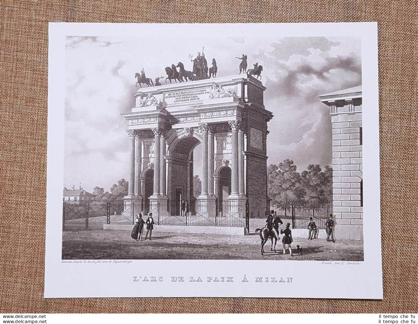 Milano L'Arco Della Pace Lombardia Incisione Di L. Cherbuin Del 1840 Ristampa - Autres & Non Classés