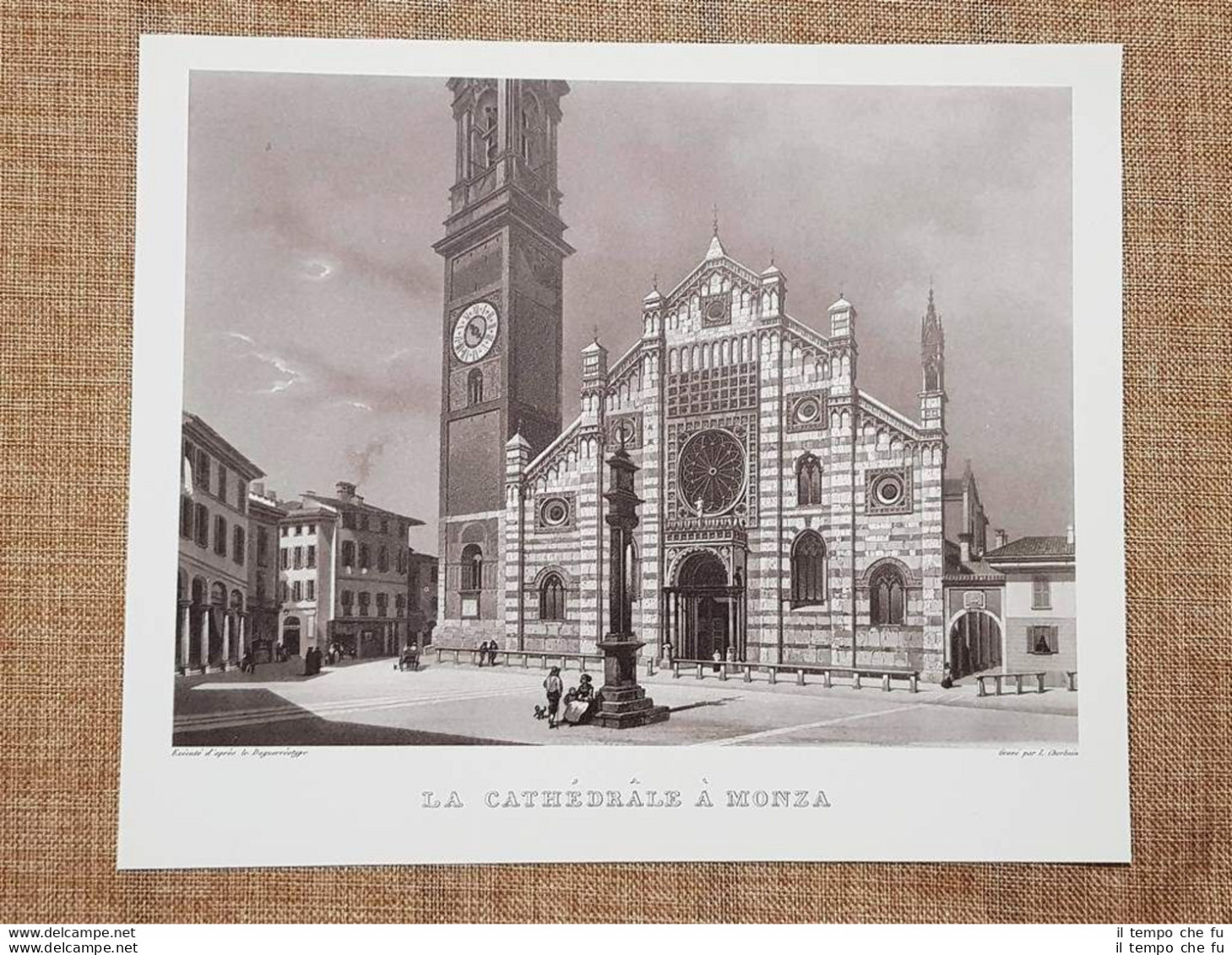 La Cattedrale Di Monza Lombardia Incisione Di L. Cherbuin Del 1840 Ristampa - Autres & Non Classés