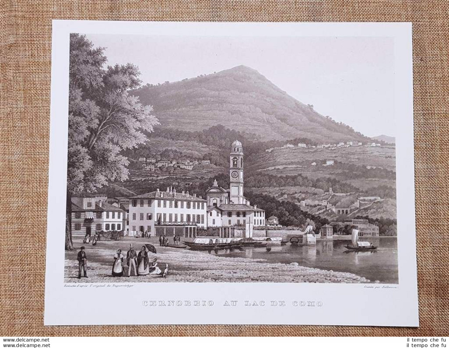Cernobbio Sul Lago Di Como Incisione Di J.J. Falkeisen Del 1840 Ristampa - Autres & Non Classés