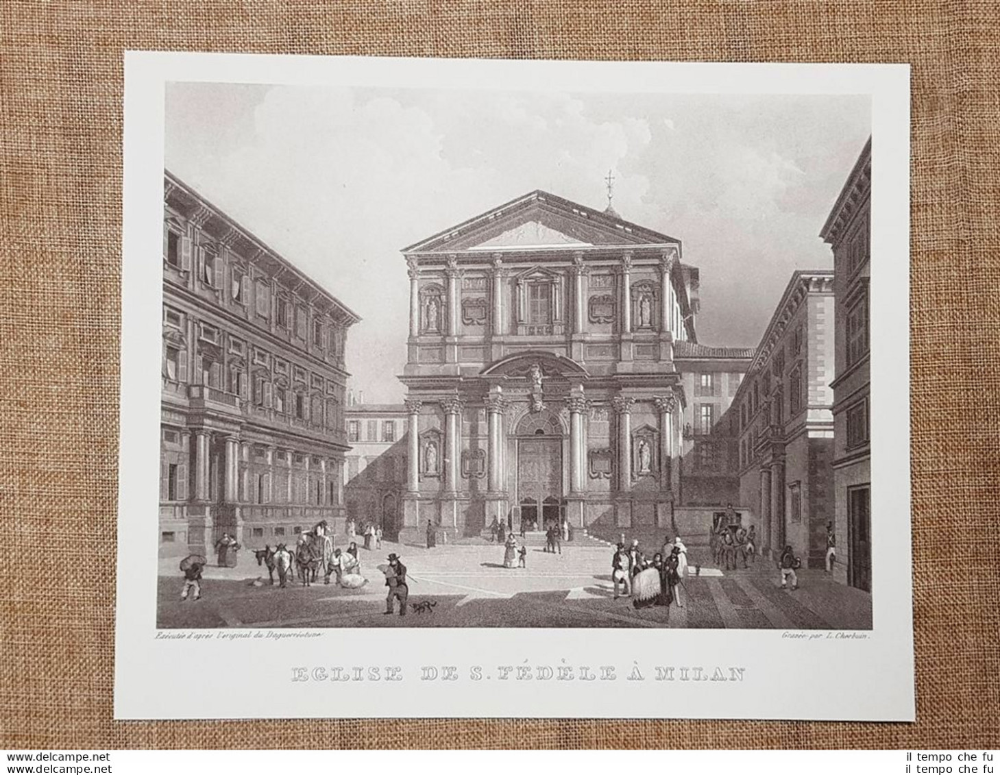 Milano La Chiesa Di San Fedele Incisione Di L. Cherbuin Del 1840 Ristampa - Andere & Zonder Classificatie