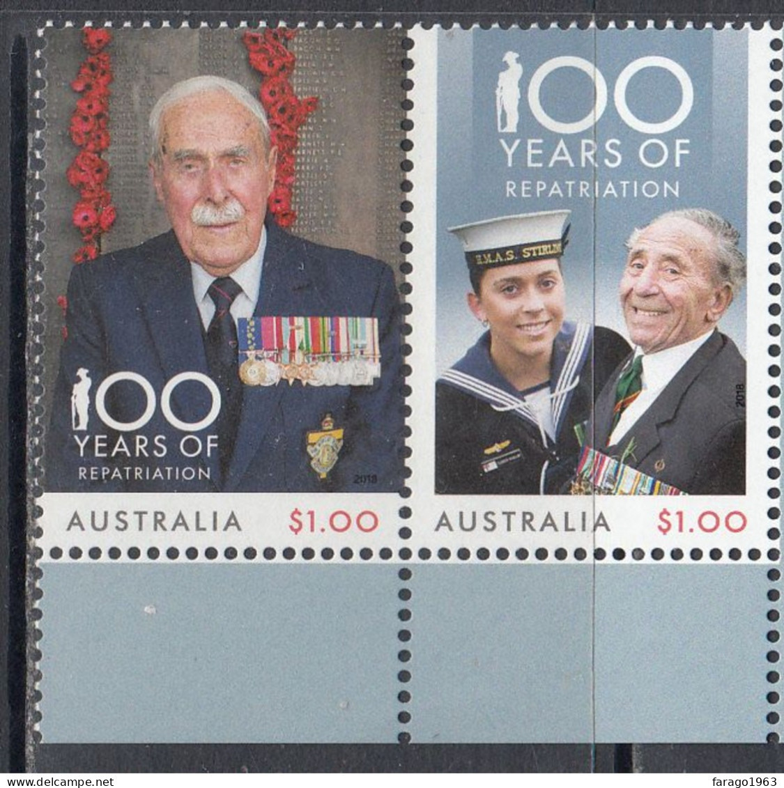 2018 Australia Military Repatriations  Complete Set Of 2 MNH @ Below Face Value - Neufs