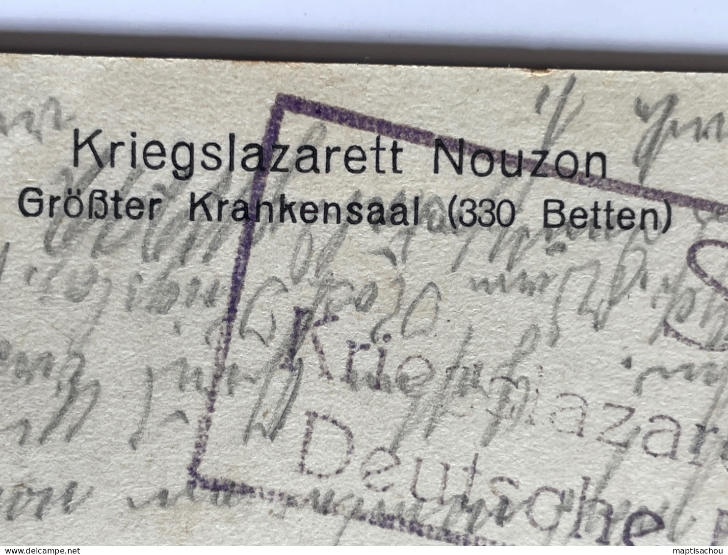 Nouzon ( Ardennes) Hôpital Allemand, Au Verso Cachet «  Krigslazett Nouzon « , Date 20/1/1918 - Autres & Non Classés