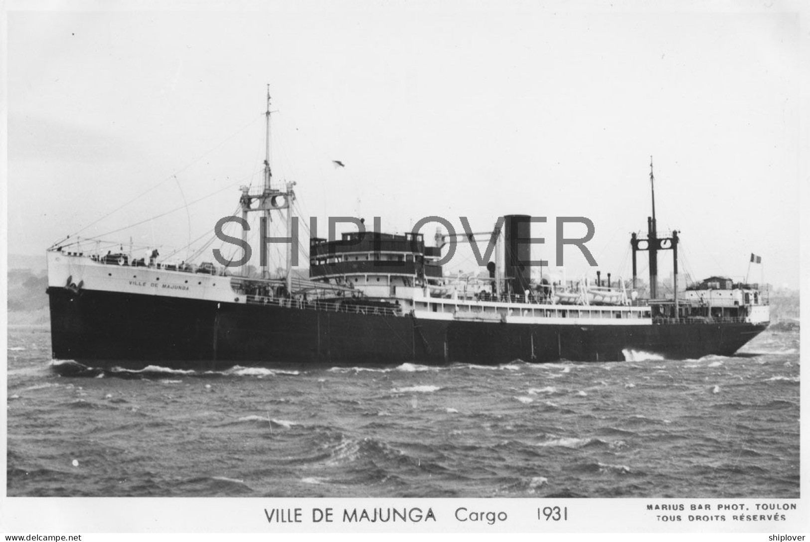 Cargo Français VILLE DE MAJUNGA - Carte Photo éditions Marius Bar - Bateau/ship/schiff - Commerce