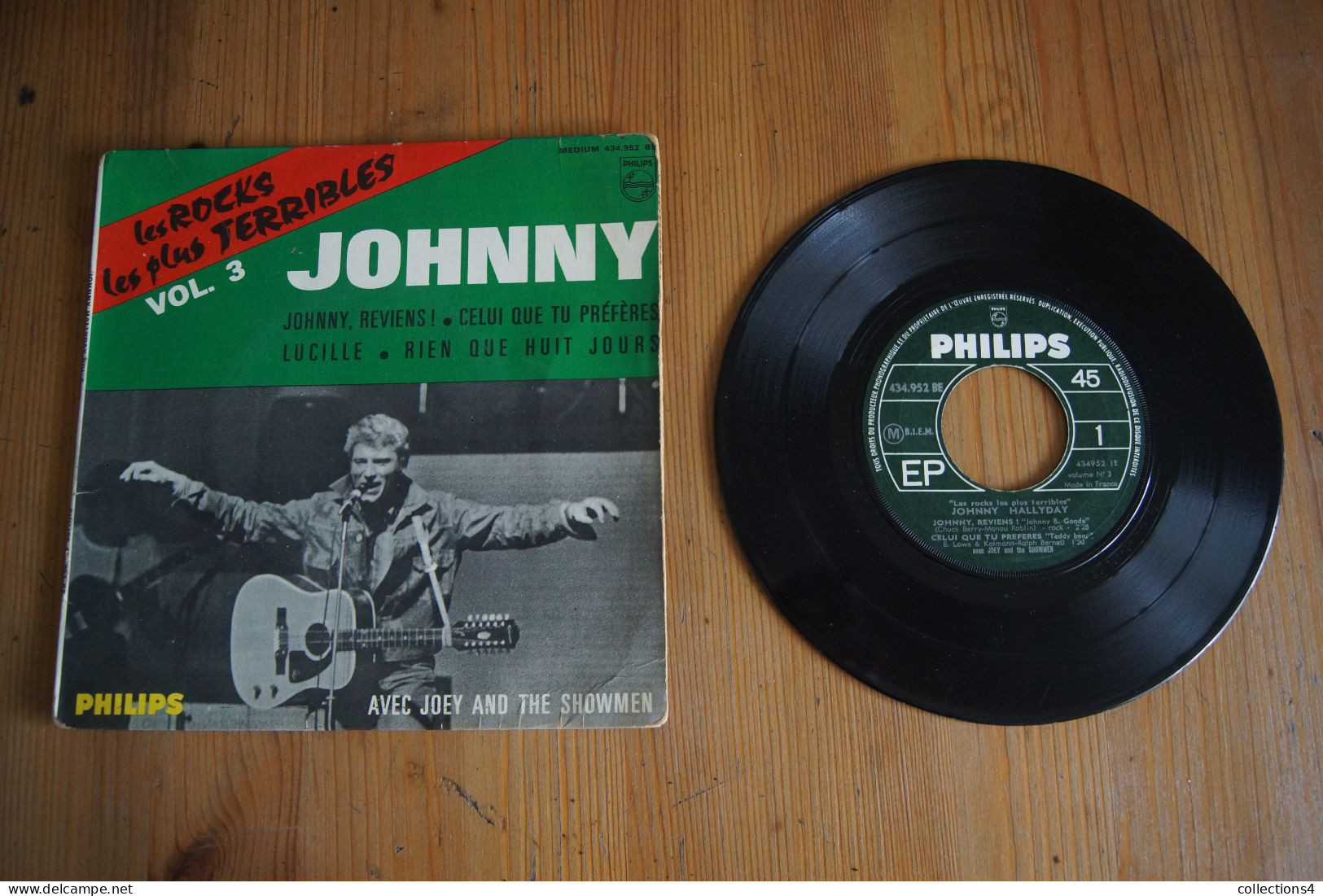 JOHNNY HALLYDAY  LES ROCKS LES PLUS TERRIBLES VOL 3 EP POCHETTE CARTON1964 VARIANTE - 45 G - Maxi-Single