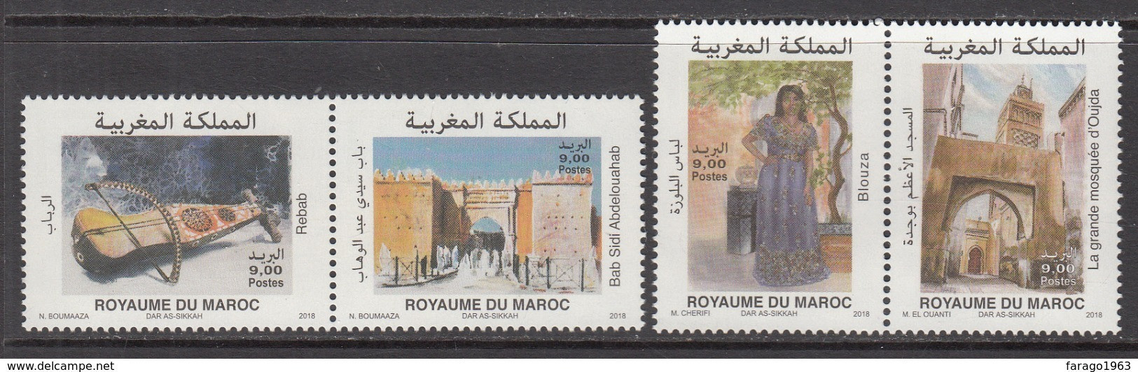 2018 Morocco Maroc Arab Culture Capital Musical Instruments  Complete Set Of 4 MNH - Morocco (1956-...)