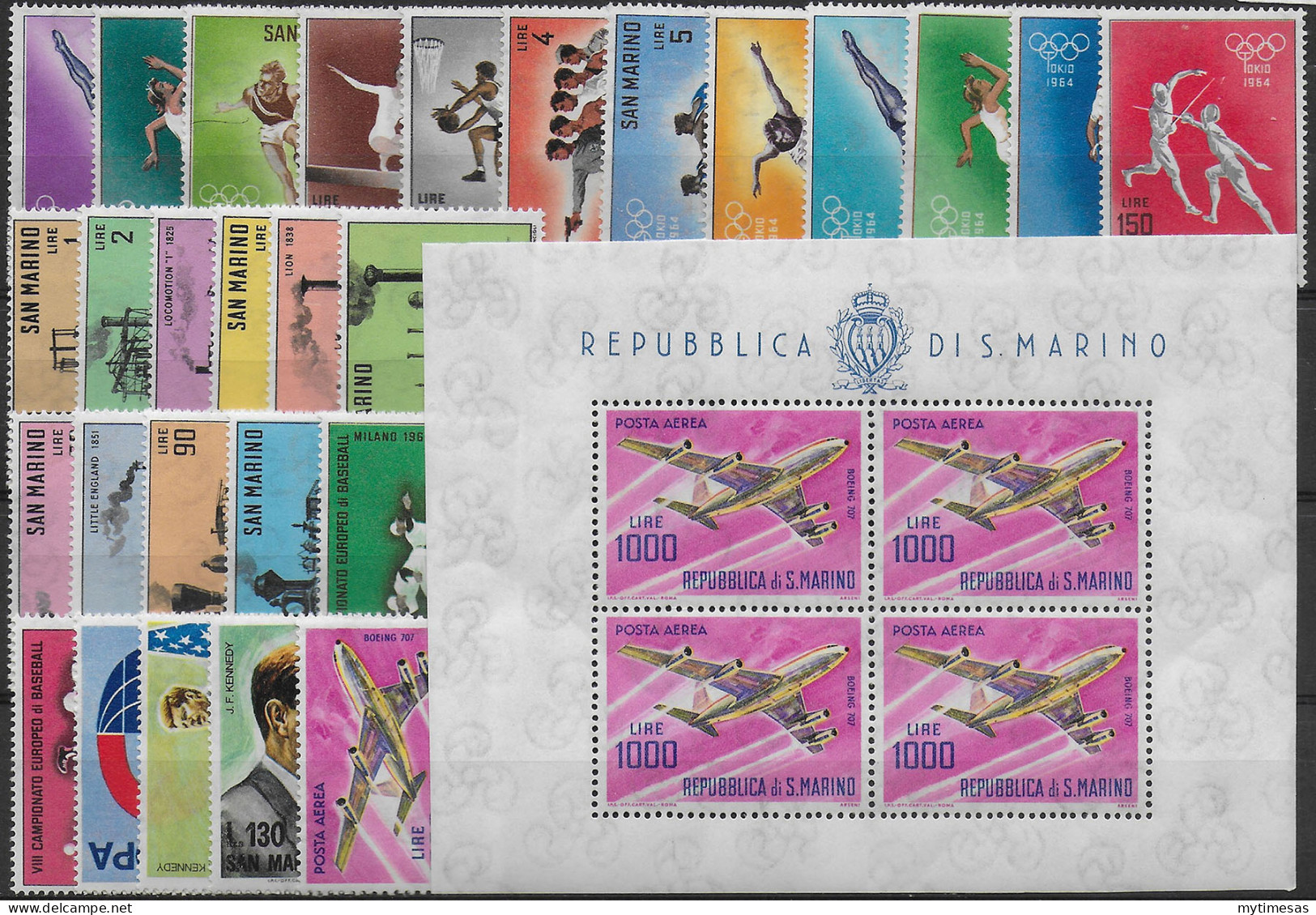 1964 San Marino Annata Completa 28v.+1MS MNH - Autres & Non Classés