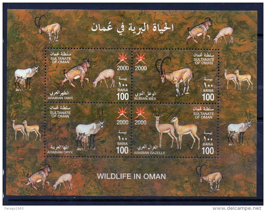 2000 Oman Wildlife Oryx Souvenir Sheet Complete  MNH - Omán