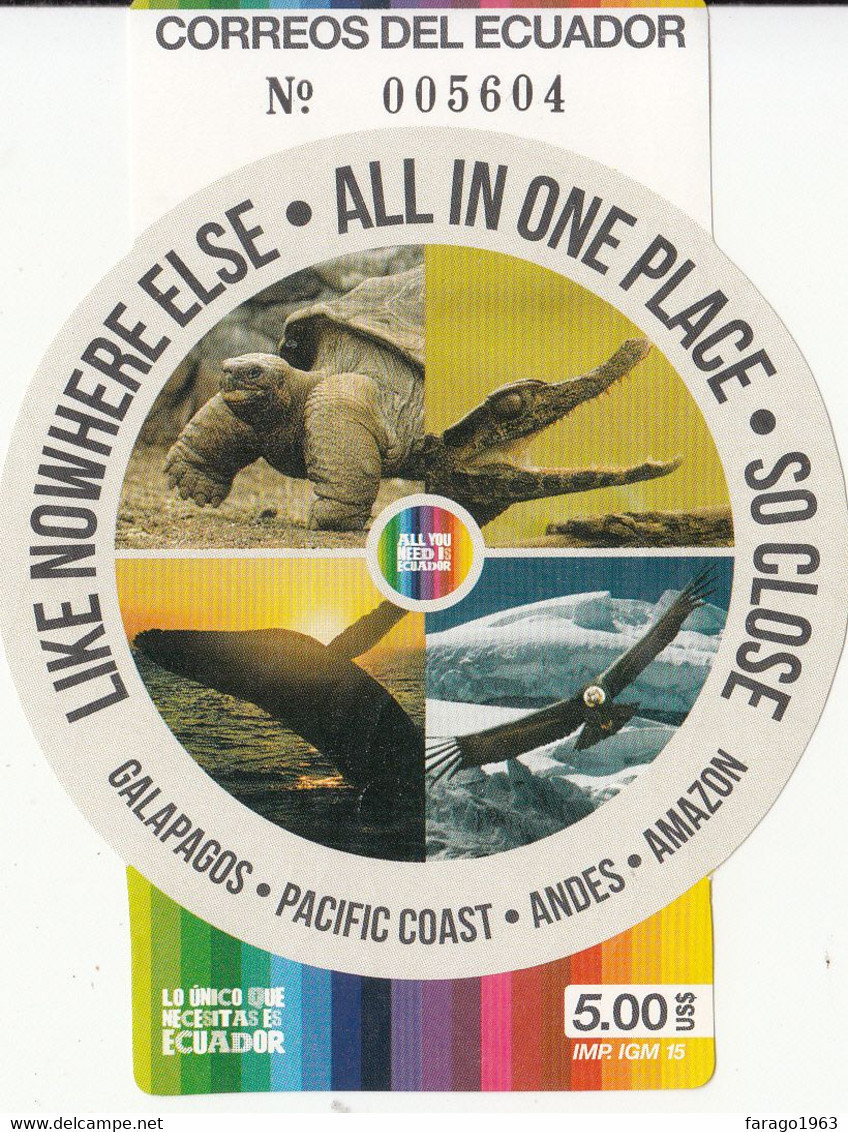 2015 Ecuador Tourism Galapagos Turtles Reptiles Whales Birds Souvenir Sheet  MNH - Ecuador