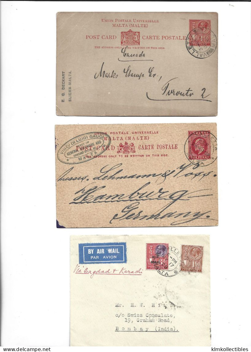 GREAT BRITAIN UNITED KINGDOM ENGLAND COLONIES - MALTA - POSTAL HISTORY LOT - Malta (...-1964)