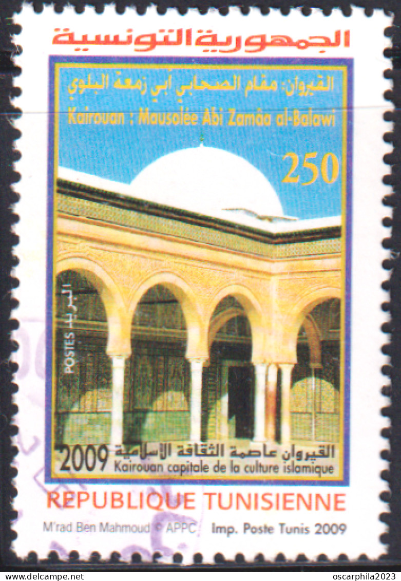 2009-Tunisie-Y&T1630 - Kairouan Capitale Culture Islamique - Mausolée Abou Zamaa Balaoui - Obli - Mezquitas Y Sinagogas