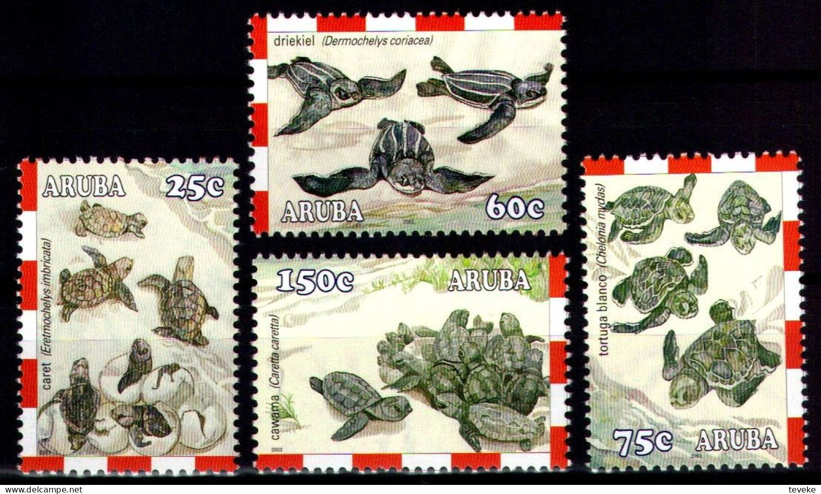 ARUBA 2003 - Michel Nr. 313/316 - MNH ** - Fauna - Endangered And Protected Animals: Newly Hatched Turtles - Niederländische Antillen, Curaçao, Aruba