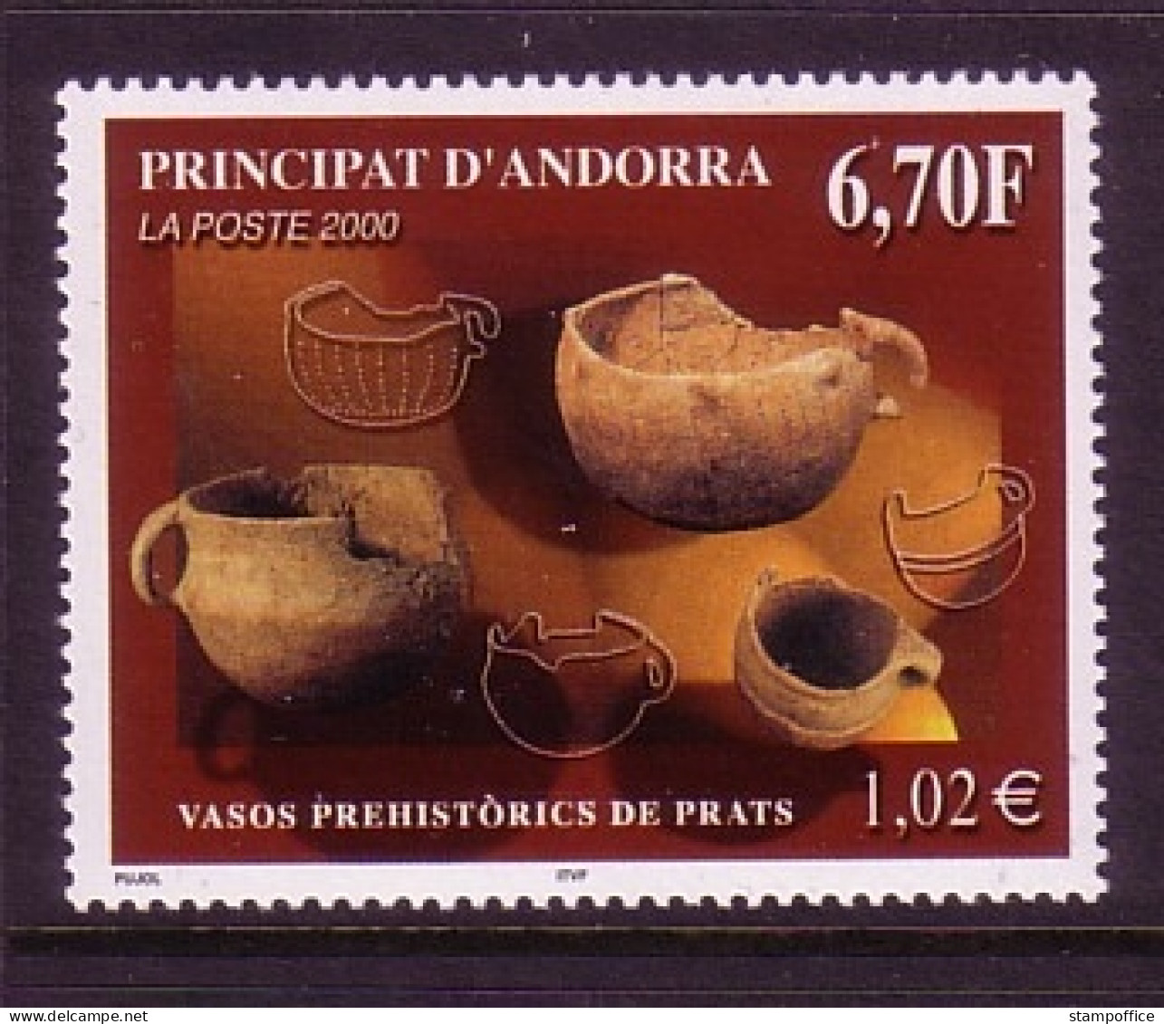 ANDORRA FRANZÖSISCH MI-NR. 559 POSTFRISCH(MINT) PRÄHISTORISCHE TÖPFEREIEN 2000 - Nuevos