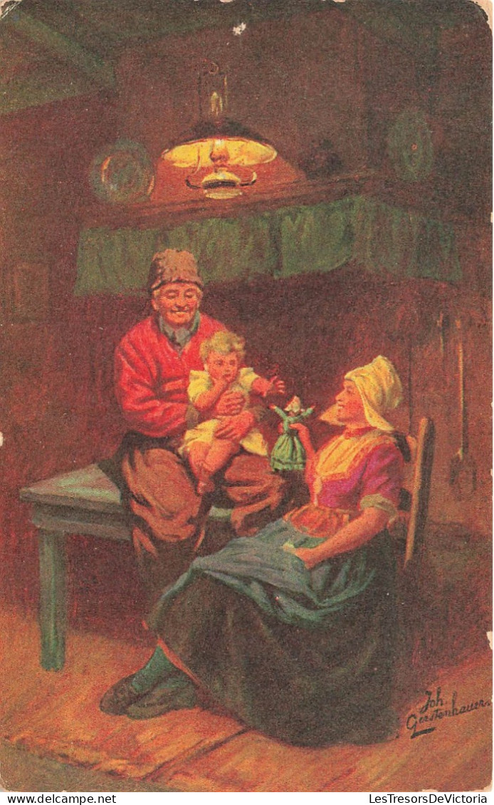 ARTS - Tableau - Joh Gerstenhauer - Une Famille Avec Leur Bébé - Cuisine - Carte Postale Ancienne - Paintings