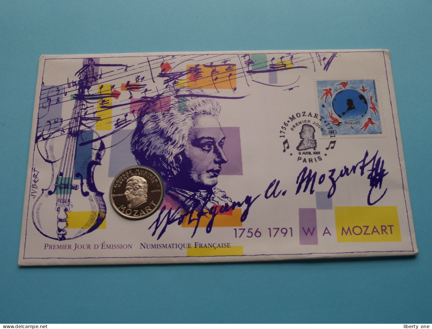 1756 1791 W A MOZART ( Zie/Voir Scans ) Enveloppe Numismatique Premier Jour > 1991 Paris > Numislettre ! - Souvenir-Medaille (elongated Coins)