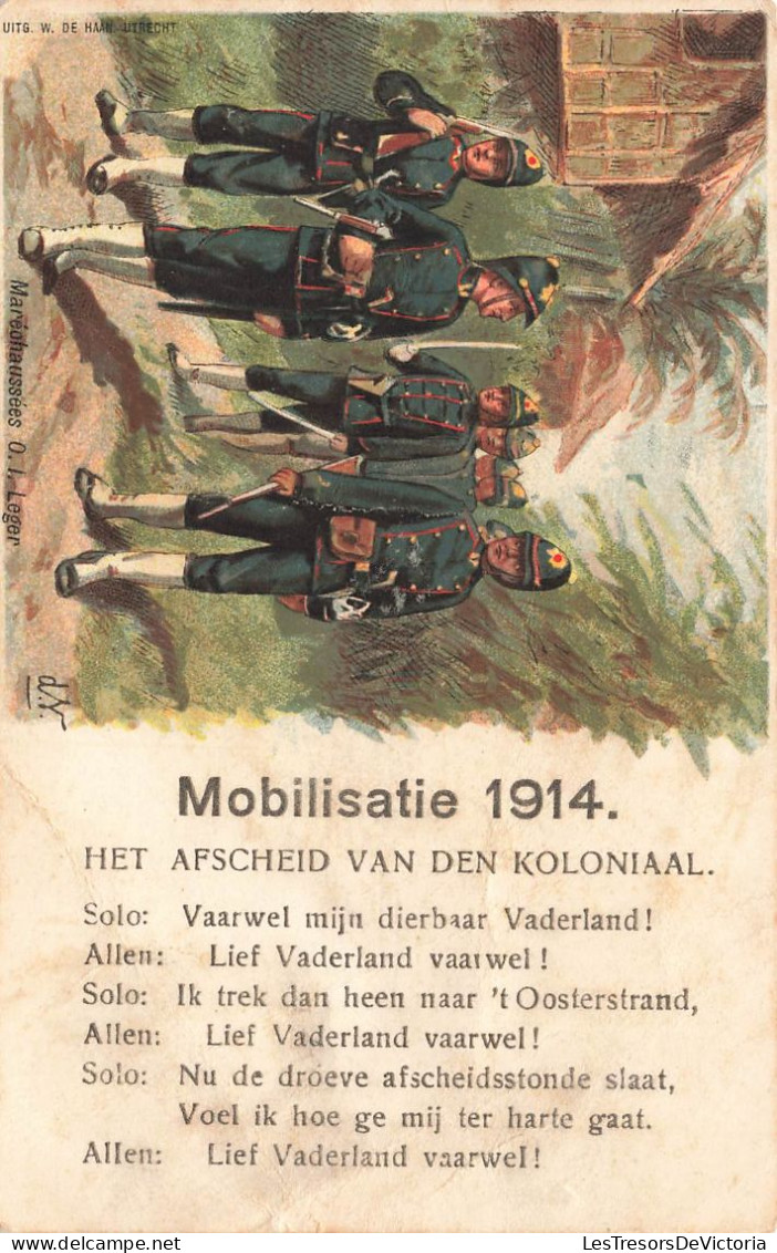 MILITARIA - Grande Guerre - Mobilisatie 1914 - Het Afscheid Van Den Koloniaal - Dos Non Divisé - Carte Postale Ancienne - Weltkrieg 1914-18