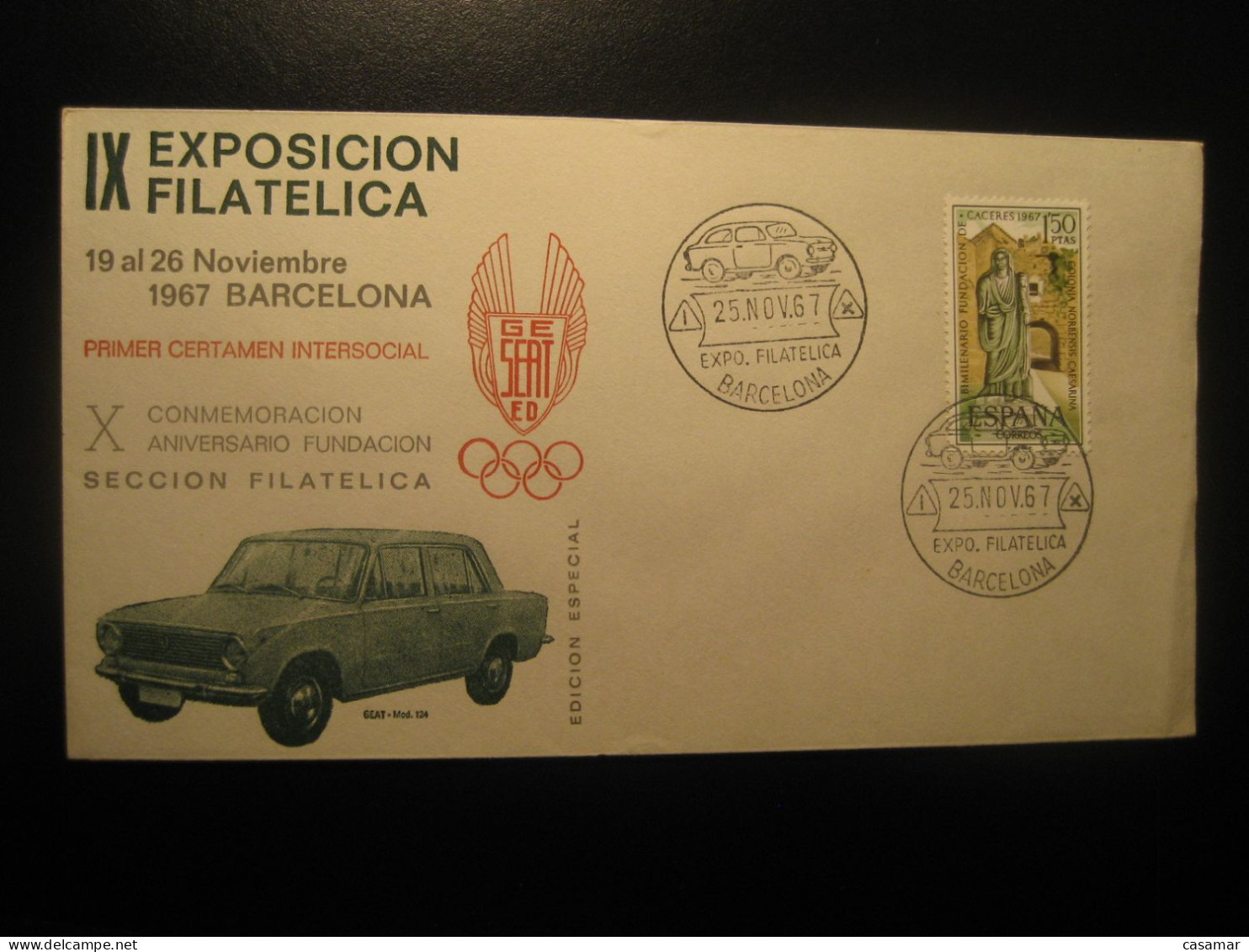 BARCELONA 1967 Expo SEAT 850 Cancel 124 Olympics Cover SPAIN Auto Car Automovil - Cars