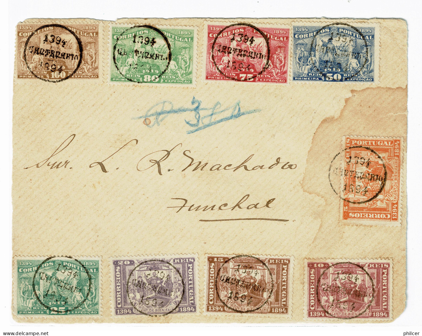 Portugal, 1894, # 98/106, Para O Funchal, Frente De Carta - Briefe U. Dokumente