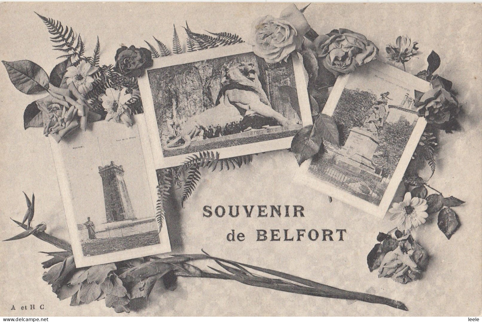 CJ33.Vintage French Multiview Postcard. Souvenir De Belfort - Belfort – Le Lion