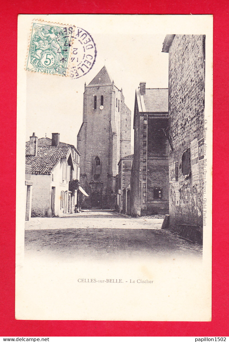 F-79-Celles Sur Belle-14P239  Le Clocher De L'église, Cpa BE - Celles-sur-Belle