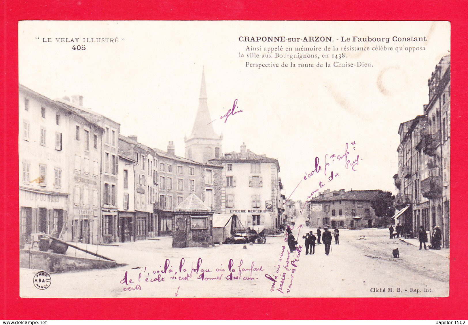 F-43-Craponne Sur Arzon-02Ph113  Le Faubourg Constant, Café, épicerie, Commerces, Cpa BE - Craponne Sur Arzon