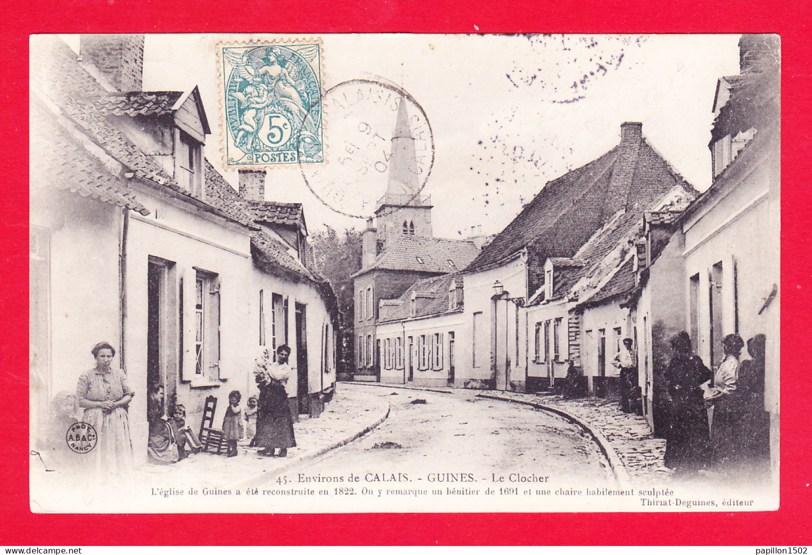 F-62-Guines-02Ph113  Environs De Calais, Le Clocher, Animation, Cpa BE - Guines