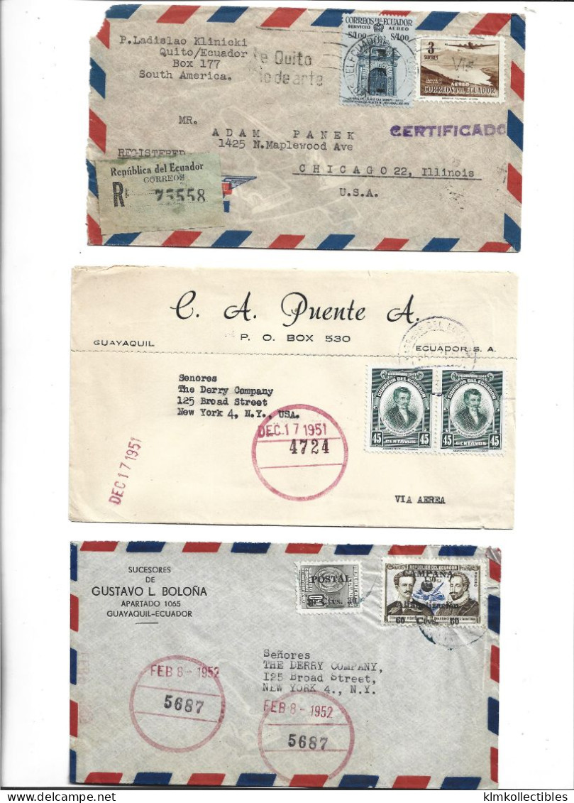 ECUADOR - POSTAL HISTORY LOT OF 6 COVERS - AIRMAIL CENSORED - Equateur