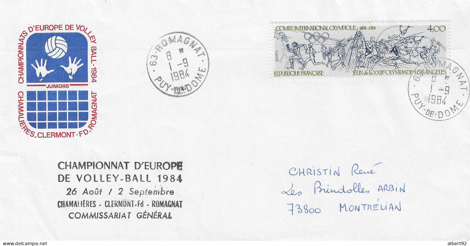 1984 Championnats D'Europe De Volley Ball ; Site De Romagnat (lettre Siglée Comité D'Organisation) - Voleibol