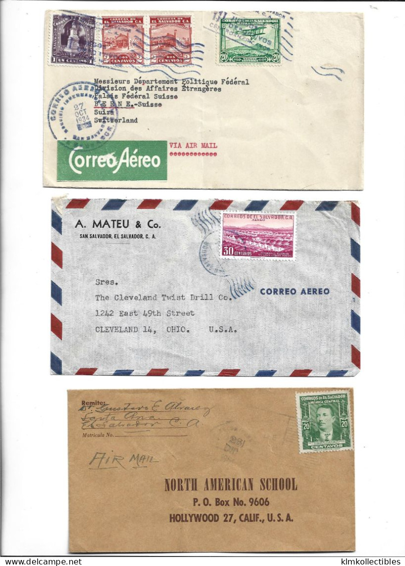 EL SALVADOR - POSTAL HISTORY LOT OF 6 COVERS - AIRMAIL - El Salvador