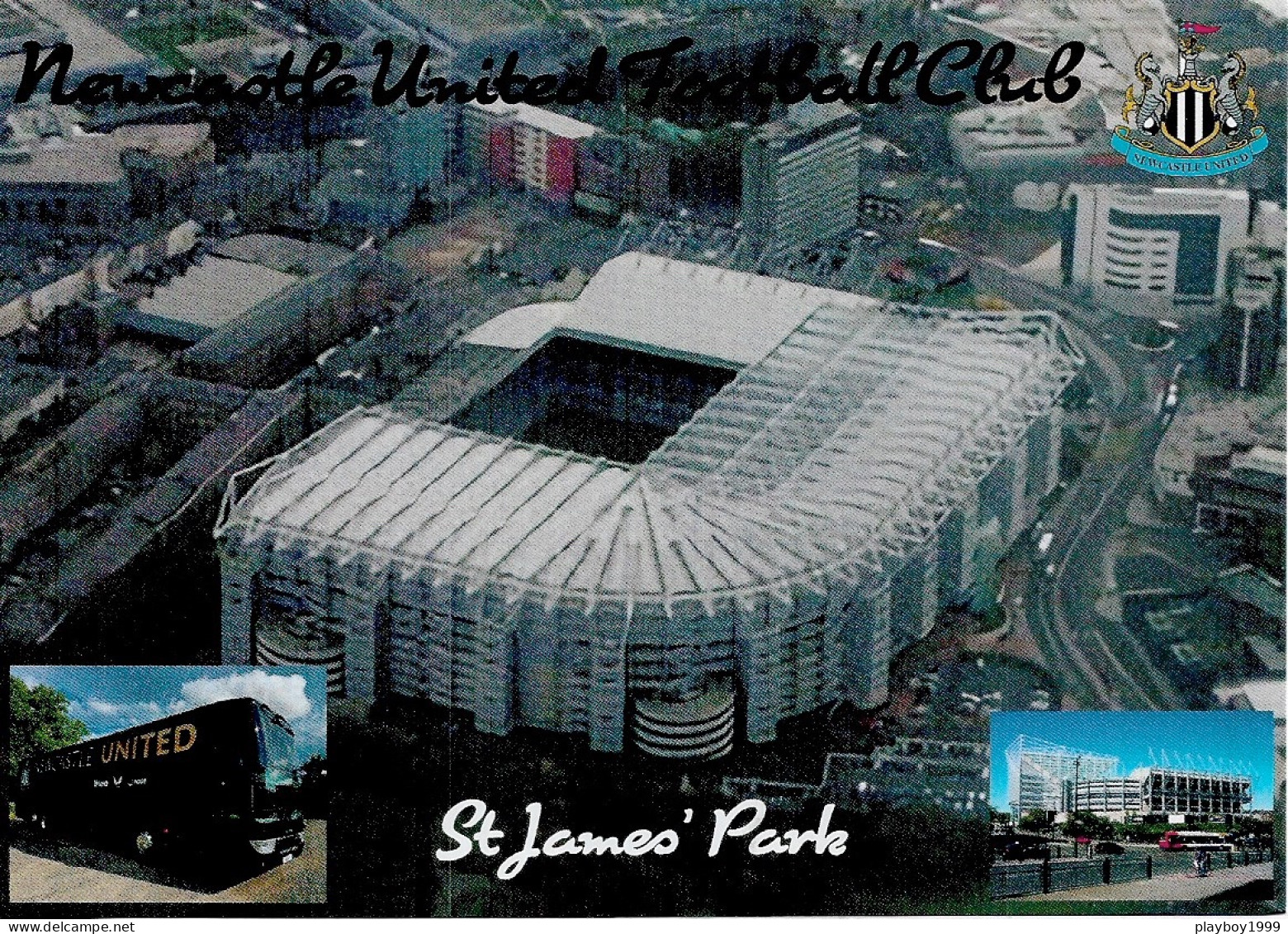 Stade De Football - Newcastle United FC - Stade St James Park - 2 Vues - Bus - Écusson - Cpm - Vierge - - Soccer