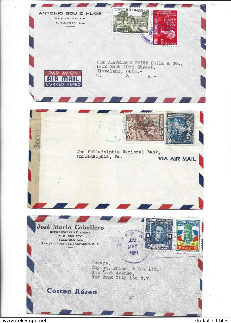 EL SALVADOR - POSTAL HISTORY LOT OF 6 COVERS - AIRMAIL CENSORED - El Salvador