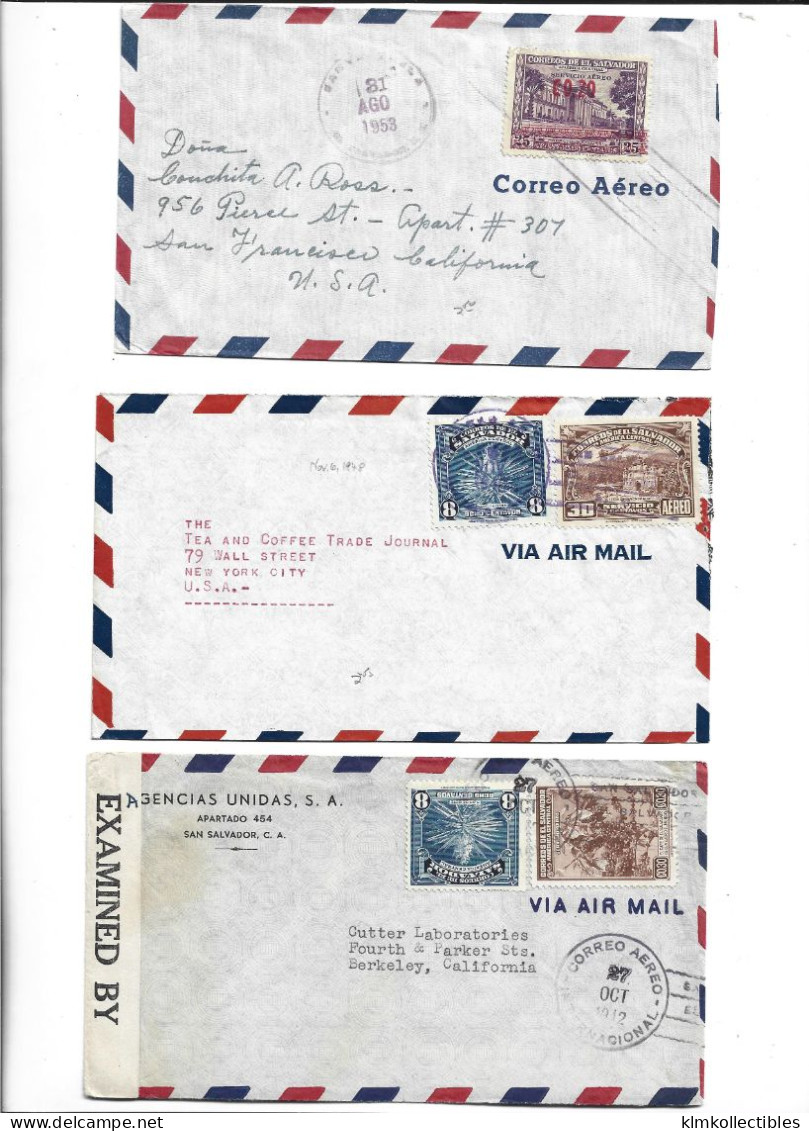 EL SALVADOR - POSTAL HISTORY LOT OF 6 COVERS - AIRMAIL CENSORED - El Salvador