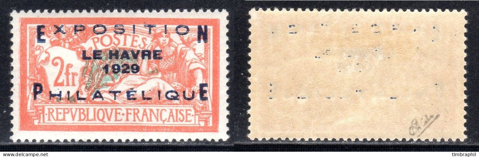 N° 257A Neuf* (EXPO Le Havre 1929 TB Centrage) Neuf* SUPERBE:  COTE= 1440 € - Unused Stamps