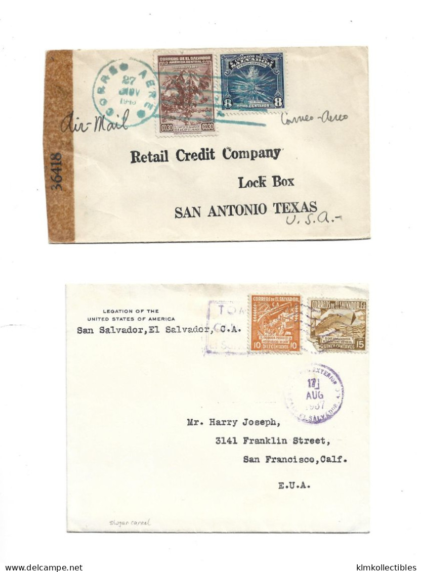 EL SALVADOR - POSTAL HISTORY LOT OF 5 COVERS - AIRMAIL CENSORED - El Salvador