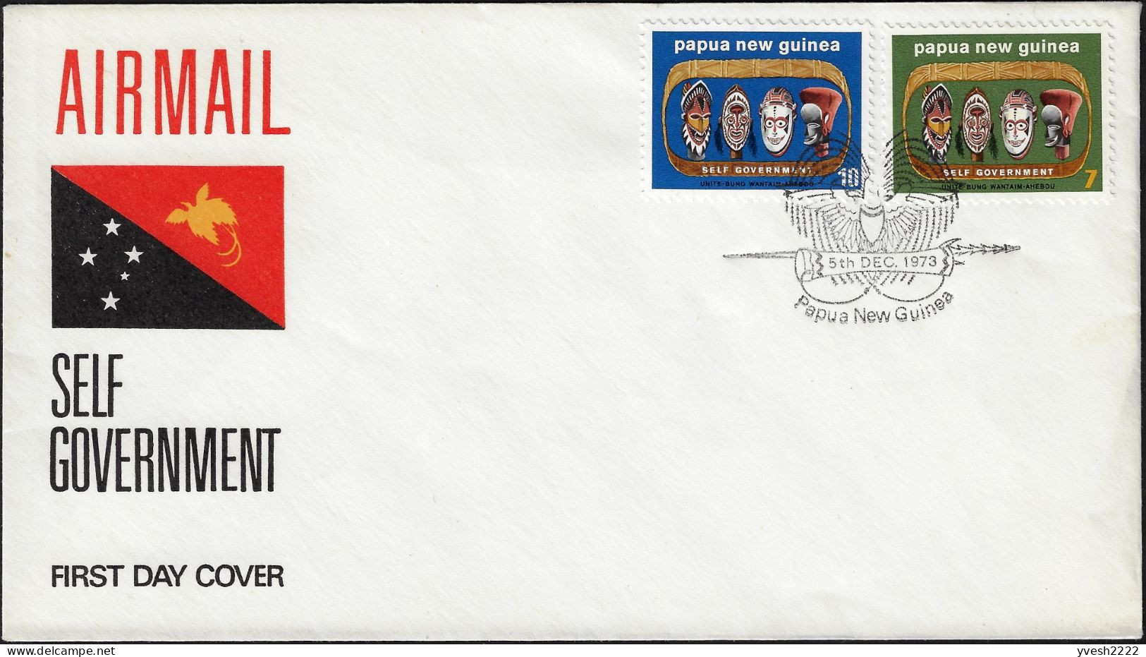 Papouasie Nouvelle Guinée PNG 1973 Y&T 259 Et 260 Sur FDC. Masques - Other & Unclassified