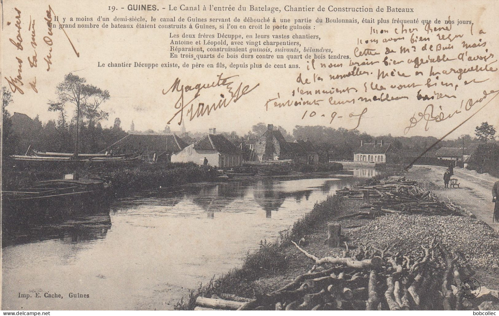 GUINES (Pas-de-Calais): Le Canal à L'entrée Du Batelage, Chantier De Construction De Bateaux - Guines