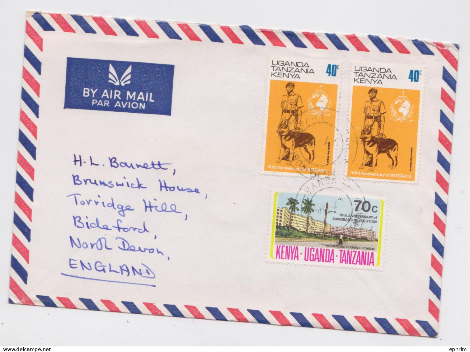 Kut Nairobi Lettre Timbre Police Interpol Chien Berger Allemand German Shepherd Dog Stamp X3 Air Mail Cover - Kenya, Oeganda & Tanzania