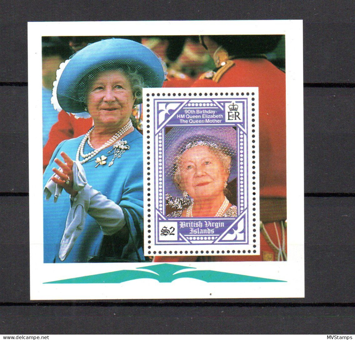 Virgin Islands 1990 Seet Queen Mother/Elizabeth Stamp (Michel Block 64) MNH - Iles Vièrges Britanniques