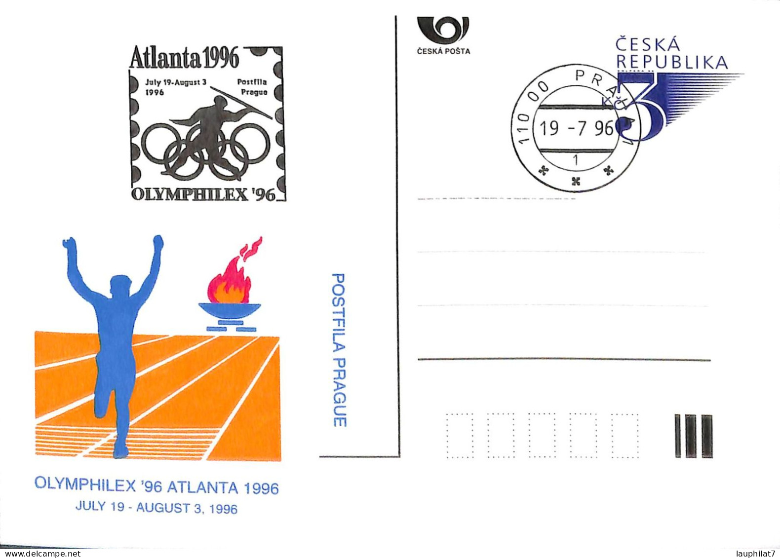 [500380]TB//O/Used-Tchécoslovaquie 1996 - Olymphilex'96, Jeux Olympiques, Sports, Athlétisme - Estate 1996: Atlanta