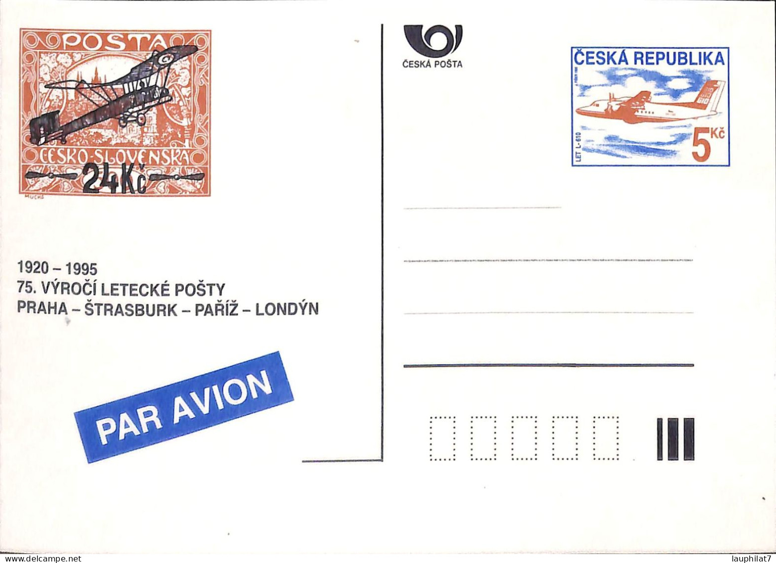 [500369]TB//O/Used-Tchécoslovaquie 1995 -  Avions, Transports - Postales