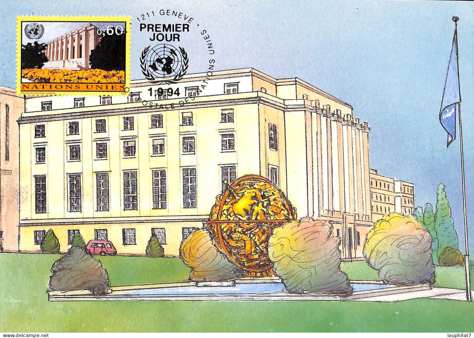 [500279]B/TB//-Nations Unies 1994 - 1211 GENEVE, Onu, Monument - Maximum Cards