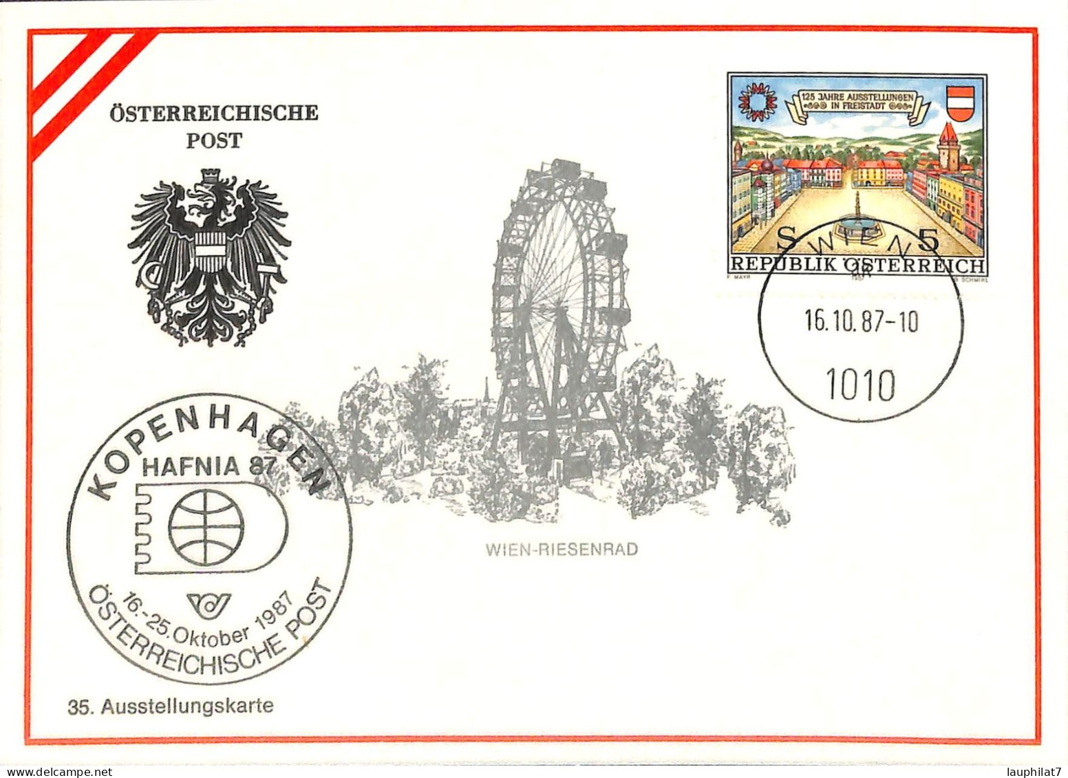 [500065]TB//-Autriche 1987 - 1010 WIEN, Kpenhagen, HAFNIA '87 - Maximum Cards