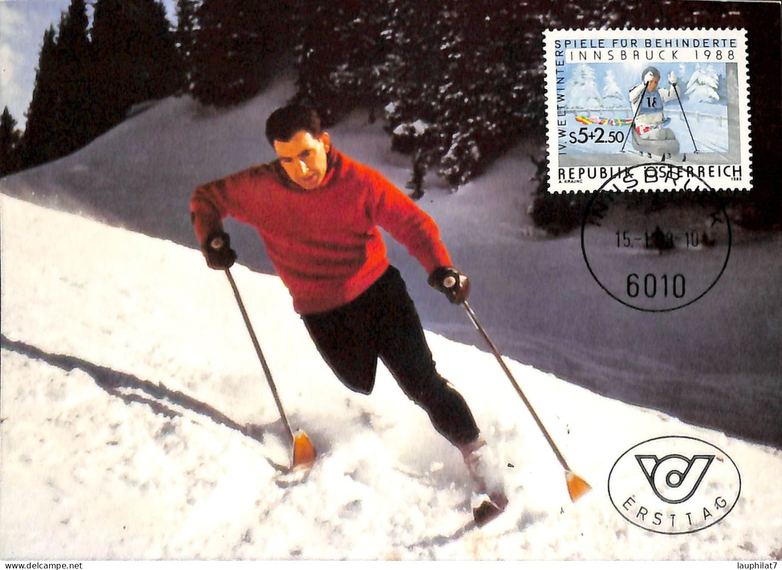 [500013]B/TB//-Autriche 1988 - 6010 INNSBRUCK, Sports, Ski - Maximumkarten (MC)