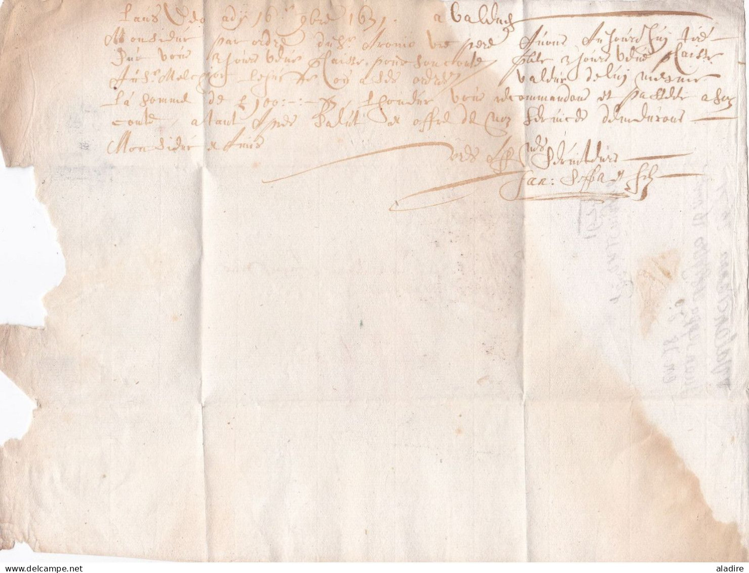 1671 - Lettre Pliée Avec Correspondance De VALENCIENNE Vers ANVERS, Antwerpen, Pays Bas Espagnols, Belgique - ....-1700: Voorlopers