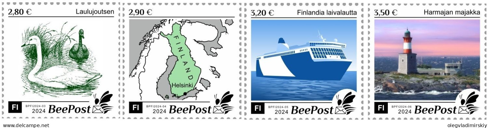 Finland Finnland Finlande 2024 Definitives Birds Map Ship Lighthouse BeePost Set Of 4 Stamps MNH - Leuchttürme