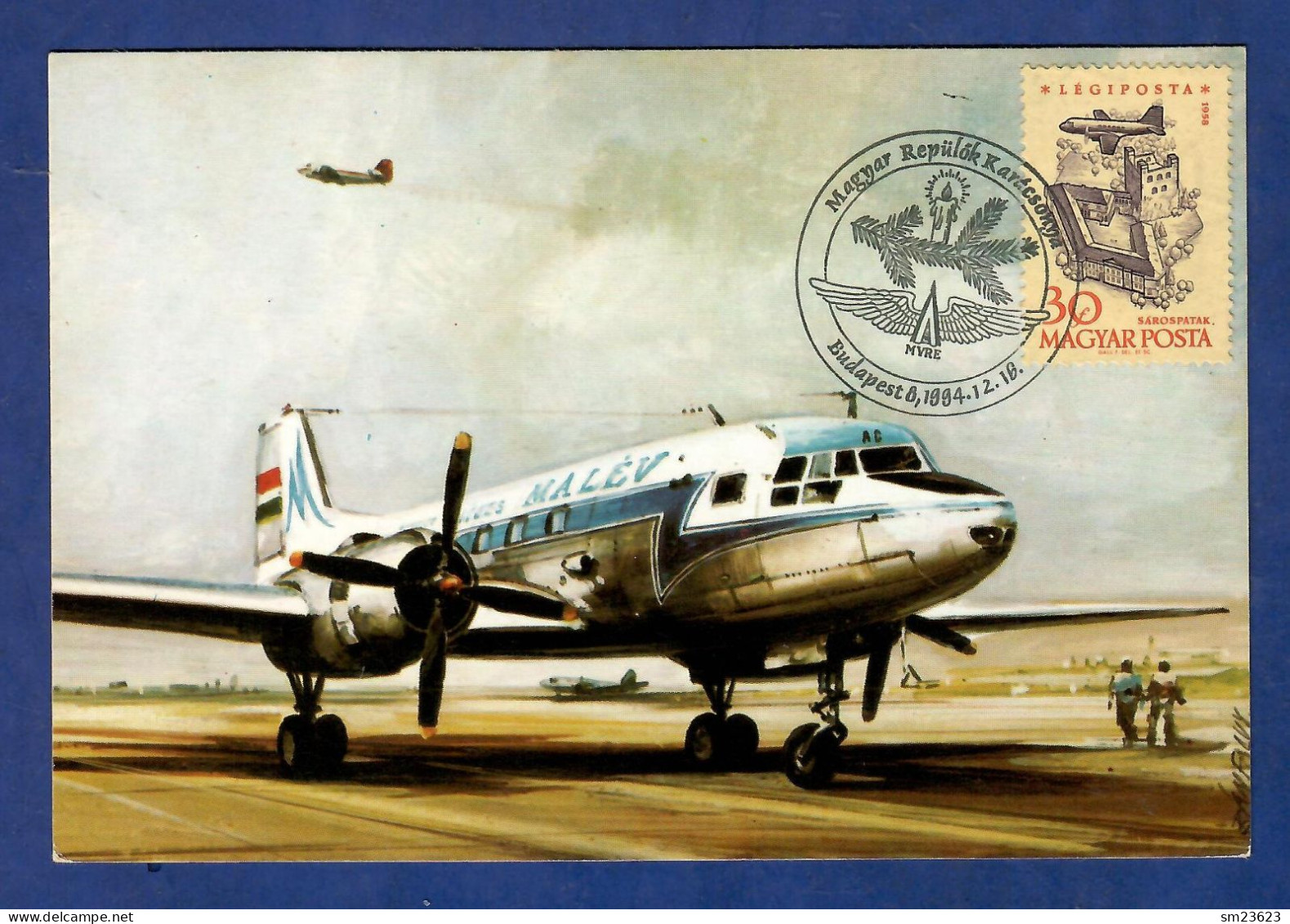 Ungarn / Magyar 1958  Mi.Nr. 1562 A , Flugzeuge über Sehenswürdigkeiten - Maximum Card - Budapest 1994.12.16 - Cartoline Maximum