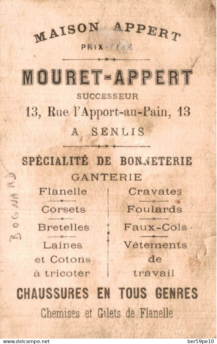 CHROMO MAISON MOURET-APPERT A SENLIS "VOUS POUVEZ TRAVERSER L'HIVER AVEC CETTE CHAUSSURE FOURREE !!" - Otros & Sin Clasificación